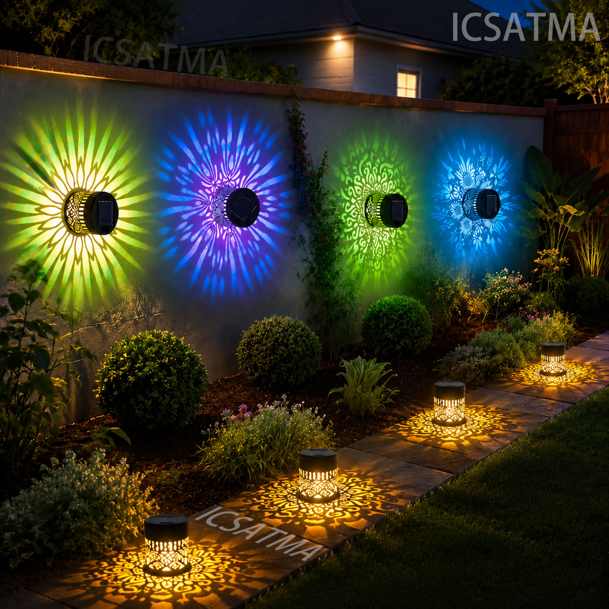 Lighting Decoration On Wall - 태양광 만다라 벽 조명 LED 정원