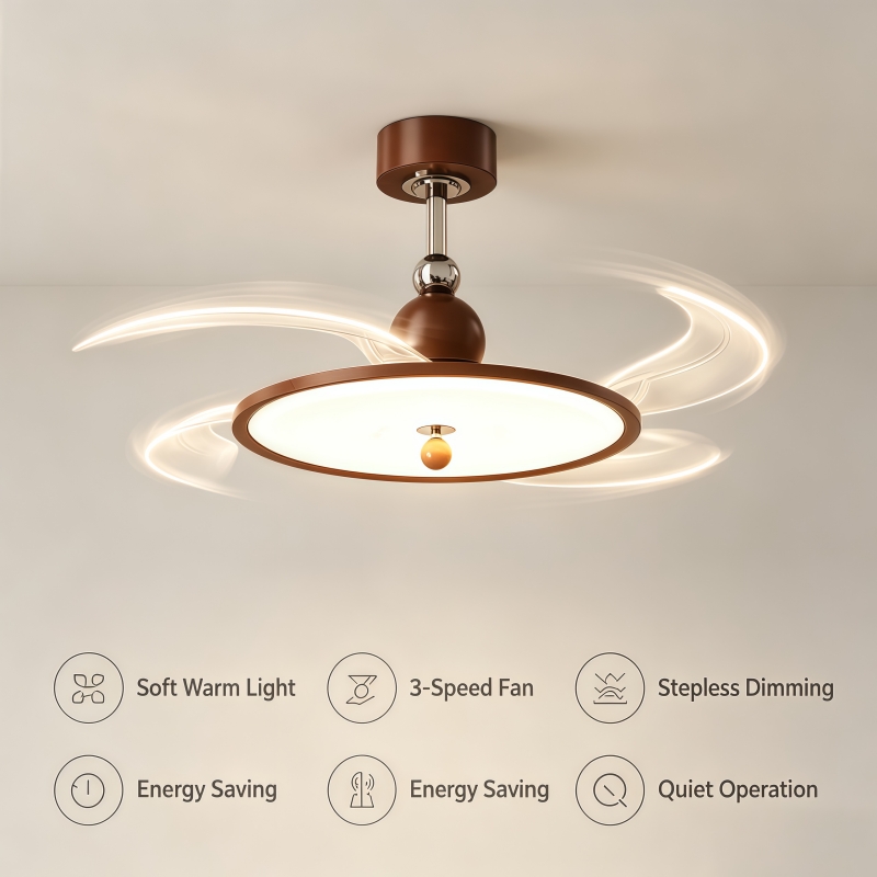 Lighting Decoration On Wall - 접이식 날개 팬 천장 조명 월넛
