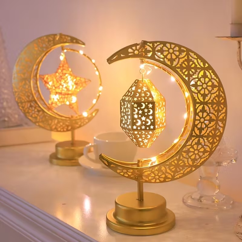 Led Moon Lamp - 라마단 LED 야간 조명 회전하는 철제