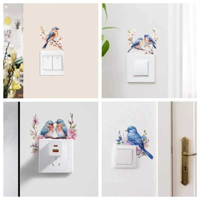Lighting Decoration On Wall - 벚꽃 가지에 있는 새 라이트 스위치