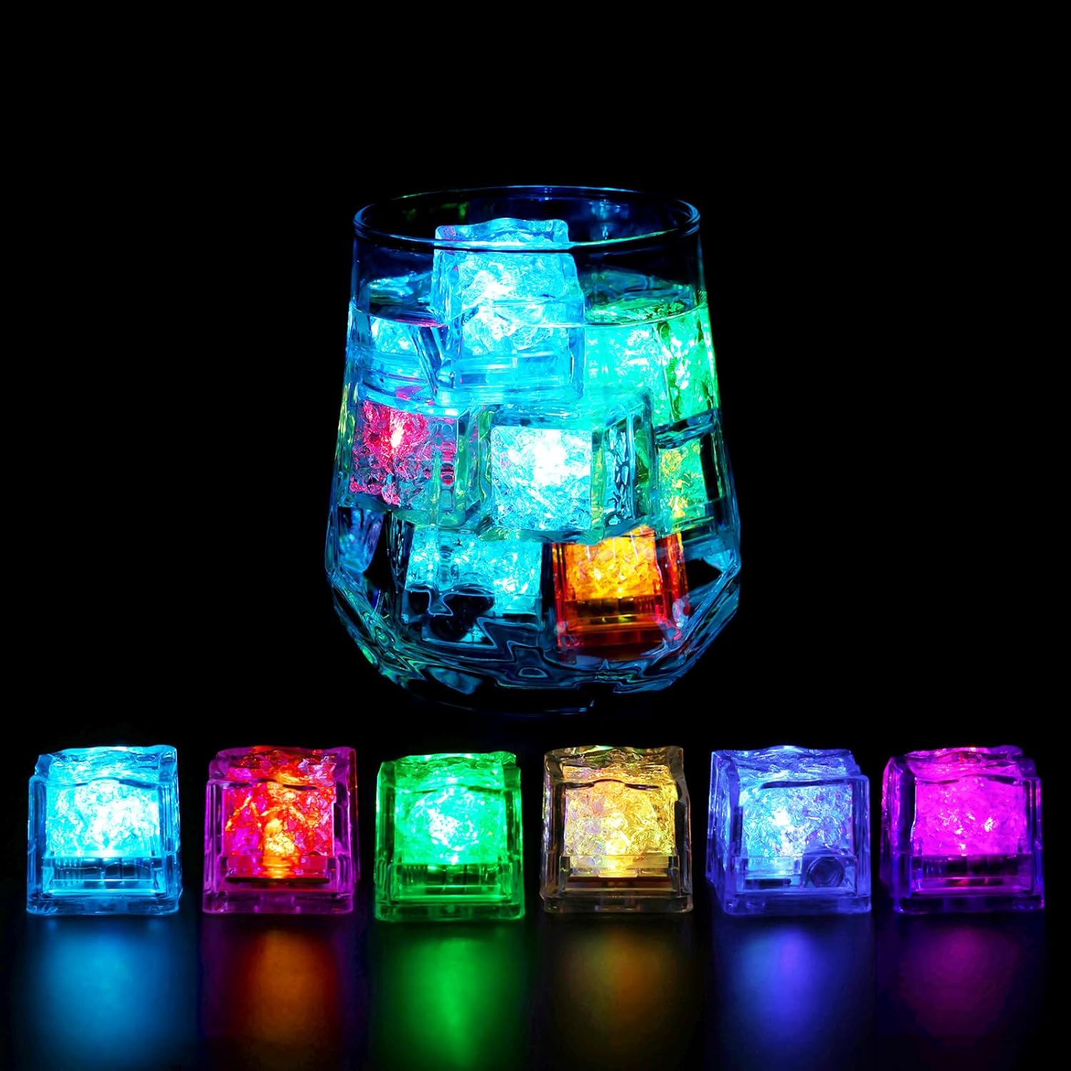 Decor Lighting Pack - 50/100개 LED 아이스 큐브, 어둠 속에서