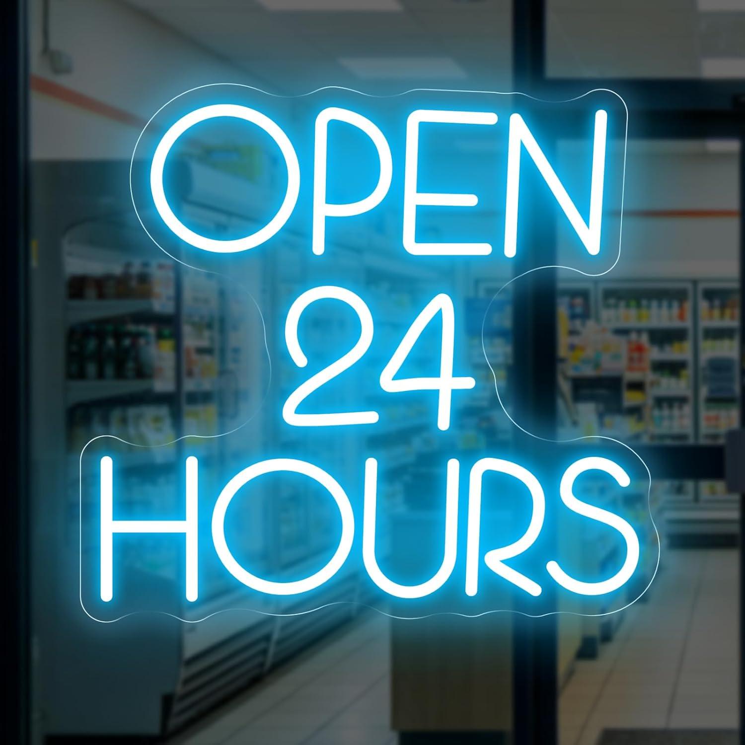 Decor Lighting Opening Hours - 24시간 영업 네온사인 USB 디밍 가능