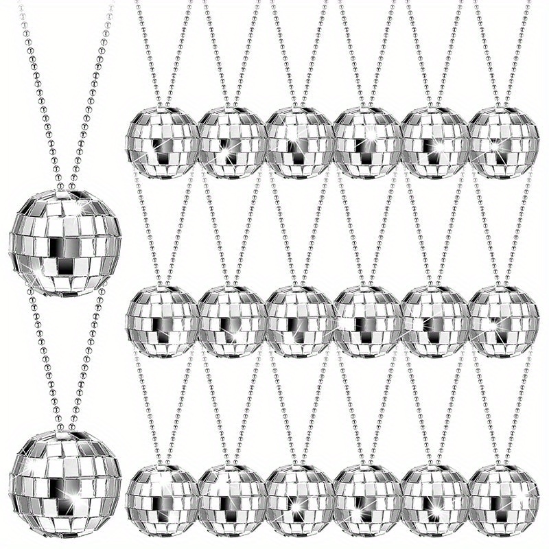 Disco Ball Mirror - 5-10Pcs 거울 디스코 볼 목걸이 실버