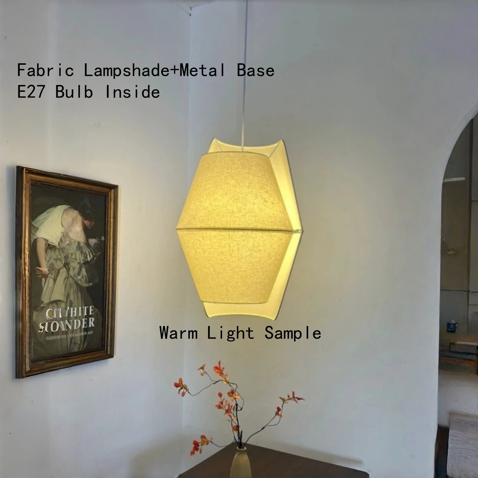Lighting Home Decor Items - Japandi 행잉 램프 E27 펜던트 조명