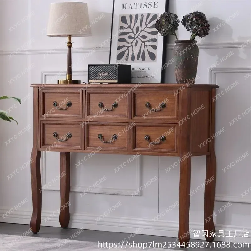 핫세일 레트로 원목 콘솔 테이블 현관 장식용 더블 서랍 - Decor Lighting Sales 리뷰 및 가격