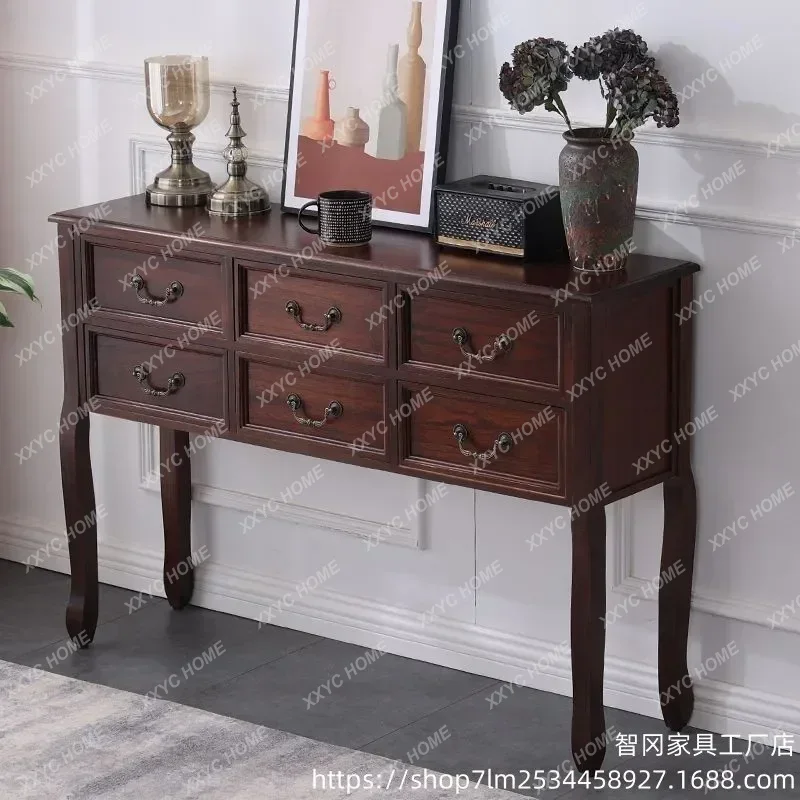 핫세일 레트로 원목 콘솔 테이블 현관 장식용 더블 서랍 - Decor Lighting Sales 리뷰 및 가격