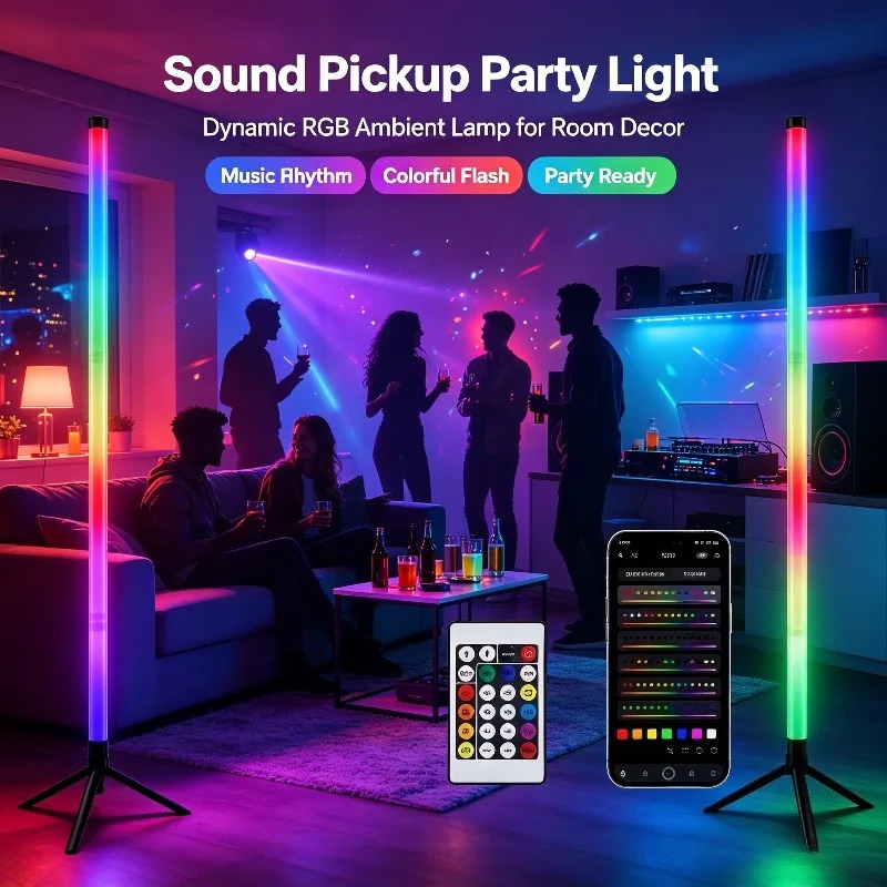 2팩 RGB LED 코너 플로어 램프, 120CM 사운 - Decor Lighting Pack 리뷰 및 가격