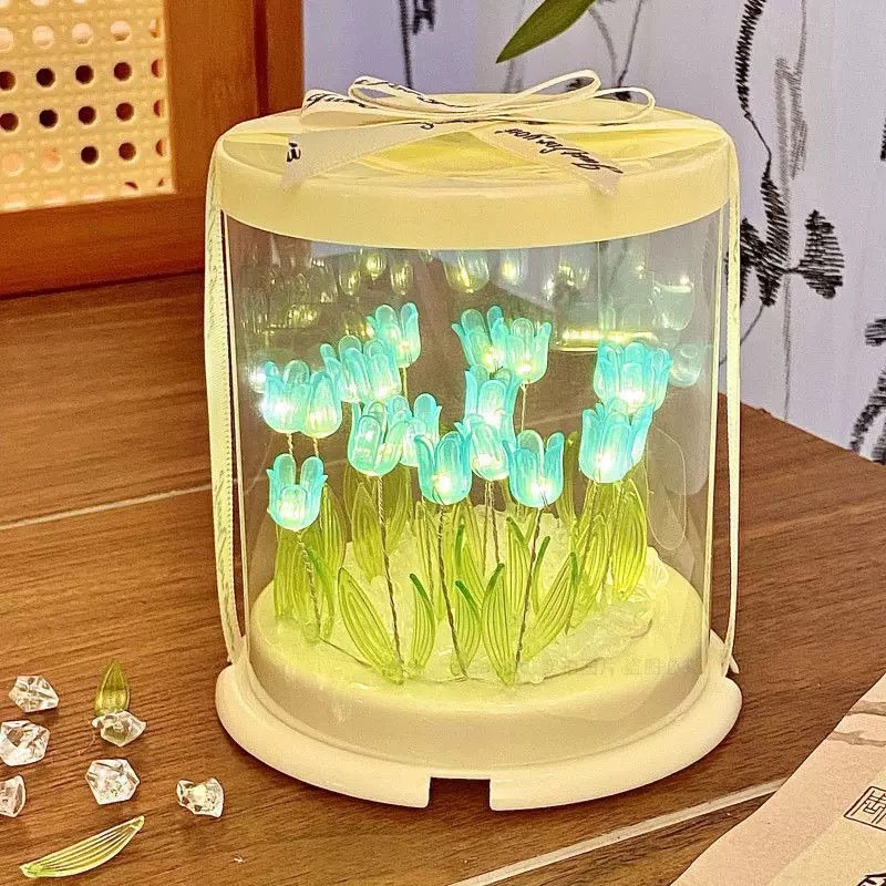 DIY 튤립 램프 시뮬레이션 꽃 바다 케이크 상자 침실 - Lighting Table Decor 리뷰 및 가격
