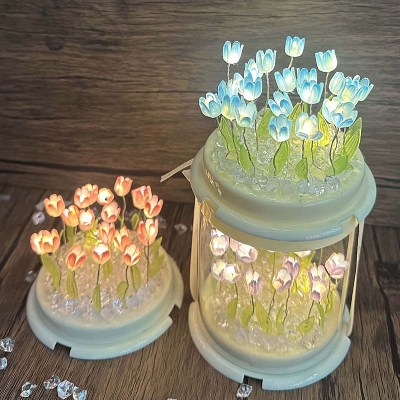 DIY 튤립 램프 시뮬레이션 꽃 바다 케이크 상자 침실 - Lighting Table Decor 리뷰 및 가격