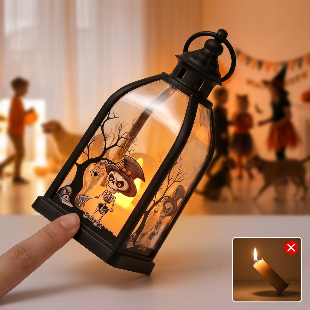 유령 성 호박 LED 불꽃 랜턴 할로윈 장식 조명 무시 - Lighting Decor For House 리뷰 및 가격