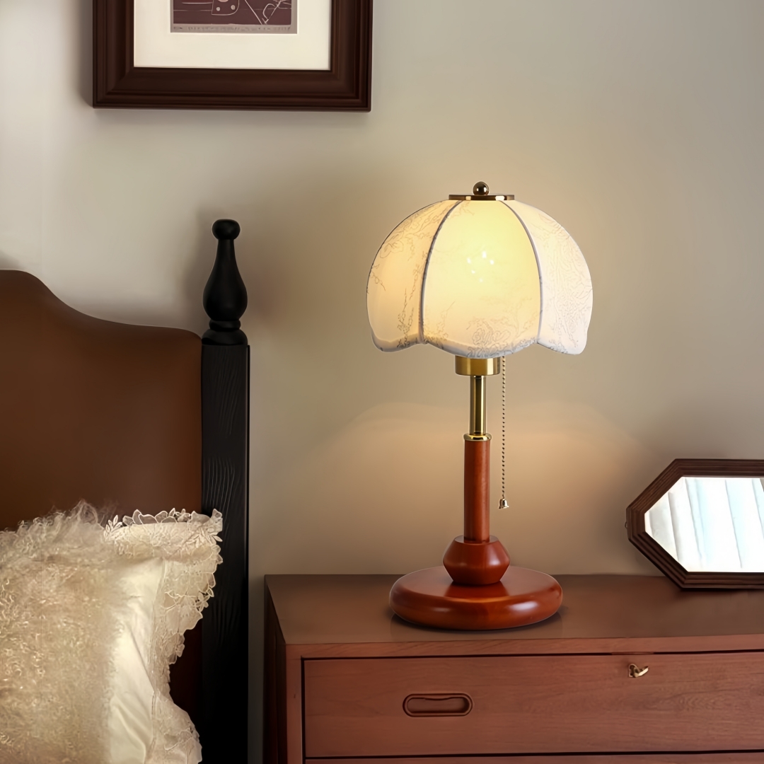빈티지 스캘럽 돔 테이블 램프, 침실 협탁, 서재, 현 - Lighting Table Decor 리뷰 및 가격