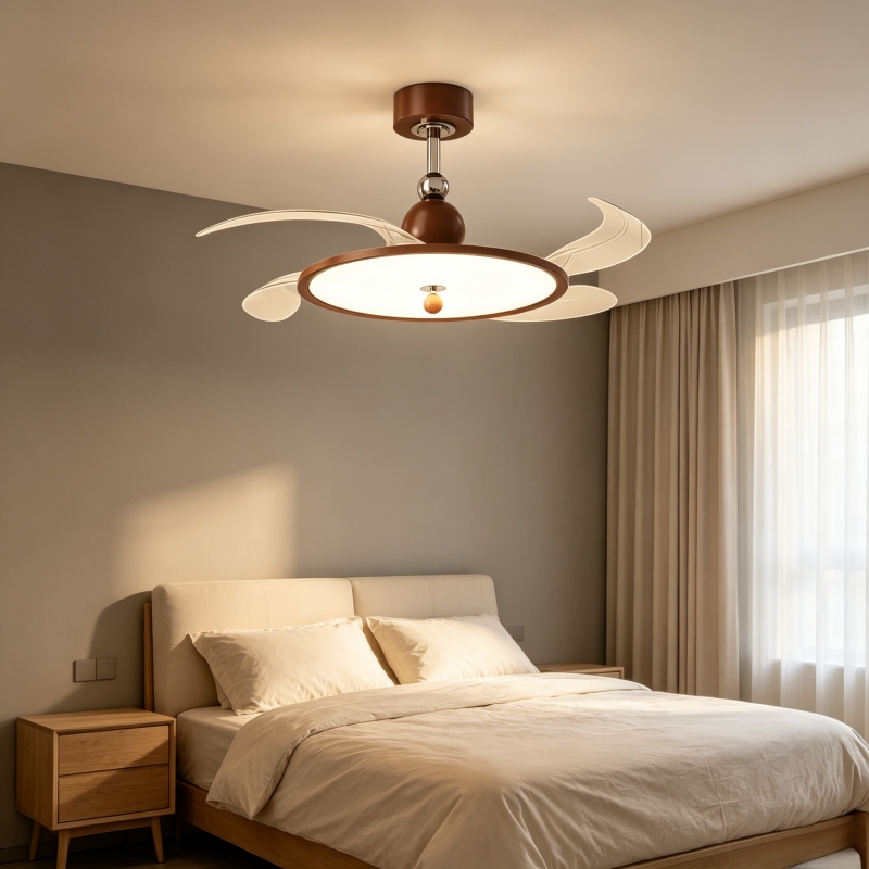 접이식 날개 팬 천장 조명 월넛 색상 무소음 LED 팬 - Lighting Decoration On Wall 리뷰 및 가격