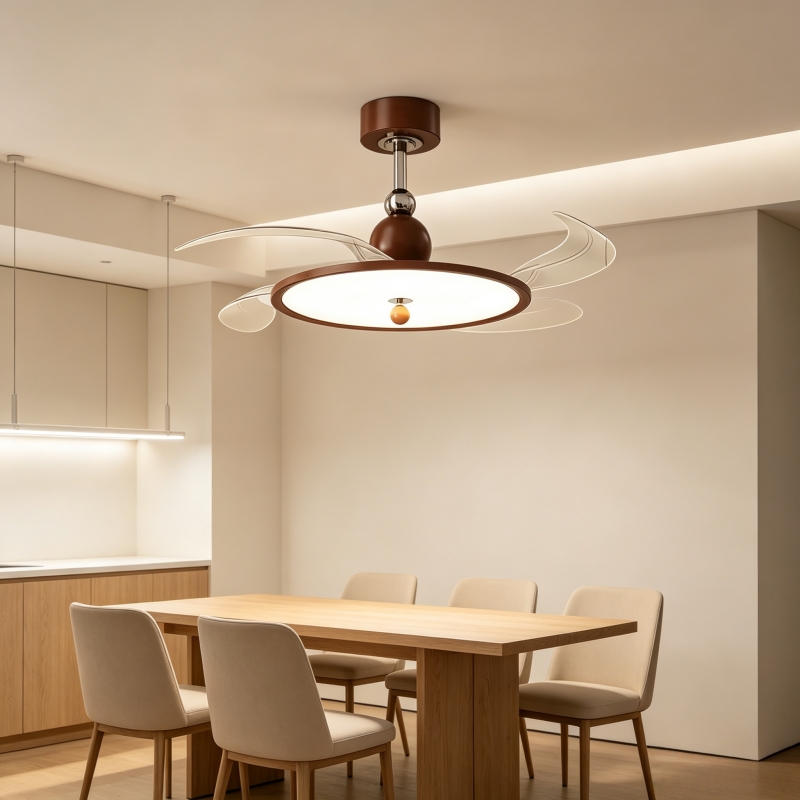 접이식 날개 팬 천장 조명 월넛 색상 무소음 LED 팬 - Lighting Decoration On Wall 리뷰 및 가격