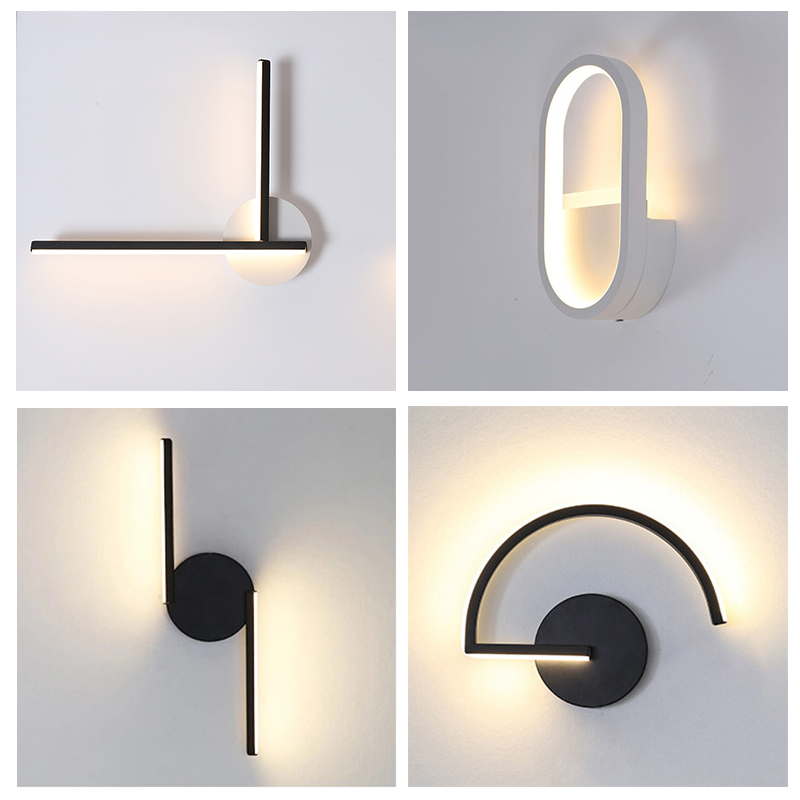 현대적인 북유럽 LED 벽등, 미니멀리스트 블랙 기하학 - Lighting Decoration On Wall 리뷰 및 가격