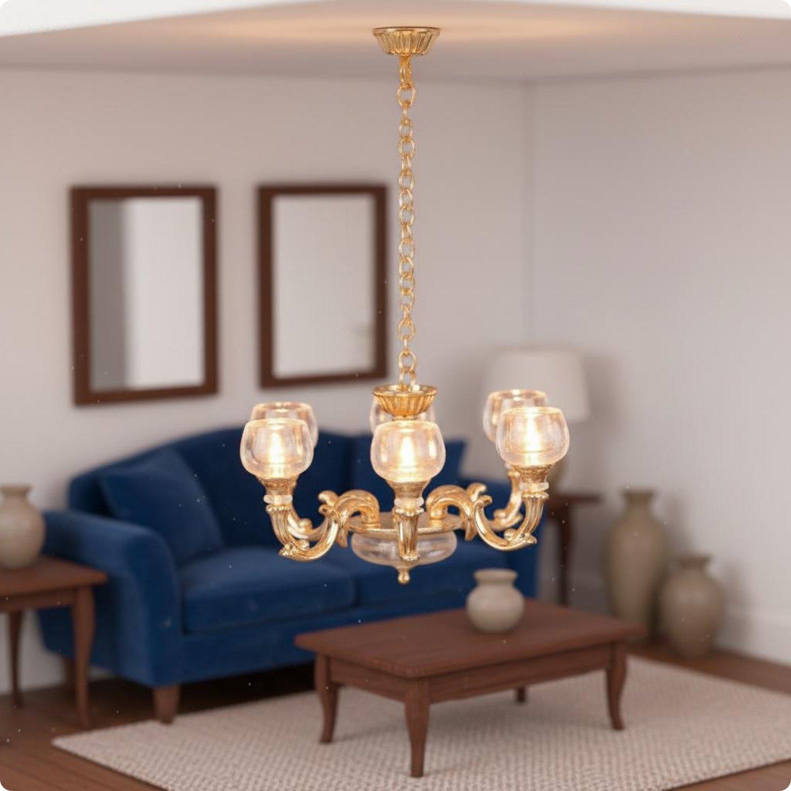미니어처 행잉 램프 레트로 인형집 샹들리에 모델 합금  - Lighting Decor For House 리뷰 및 가격