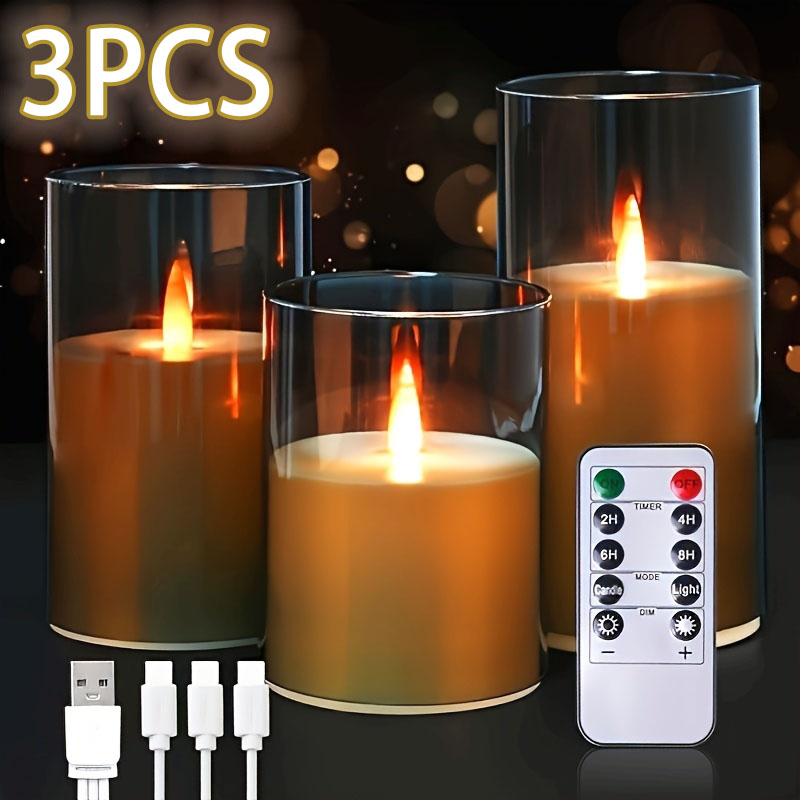 3개 세트 충전식 기둥 모양 인조 캔들, 리모컨 포함, - Decor Lighting Pack 리뷰 및 가격