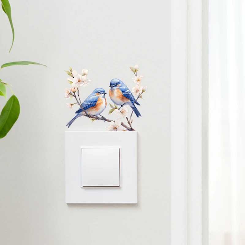 벚꽃 가지에 있는 새 라이트 스위치 스티커, 탈부착 가 - Lighting Decoration On Wall 리뷰 및 가격
