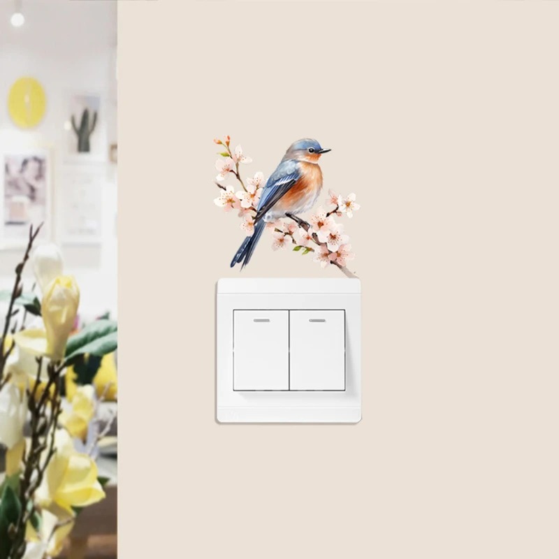 벚꽃 가지에 있는 새 라이트 스위치 스티커, 탈부착 가 - Lighting Decoration On Wall 리뷰 및 가격