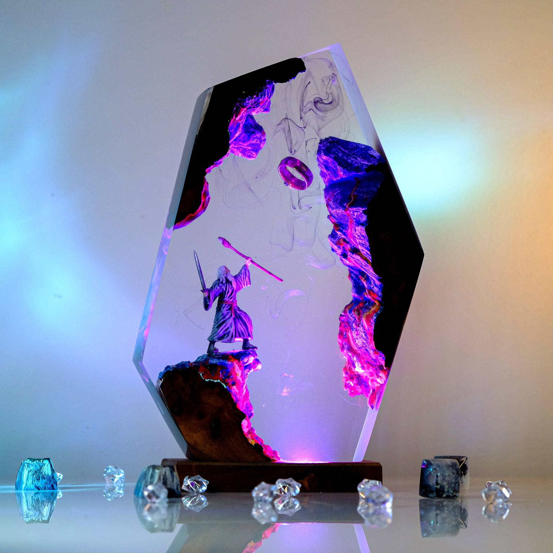 영화 장면 피규어 테이블 레진 램프 마법 반지 다채로운 - Decor Lighting Table Lamps 리뷰 및 가격