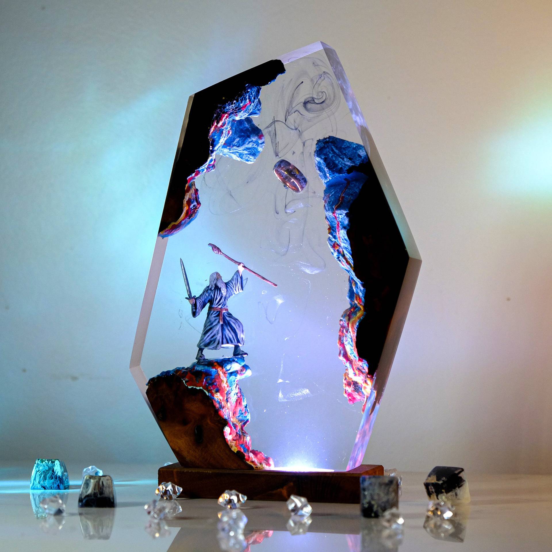 영화 장면 피규어 테이블 레진 램프 마법 반지 다채로운 - Decor Lighting Table Lamps 리뷰 및 가격