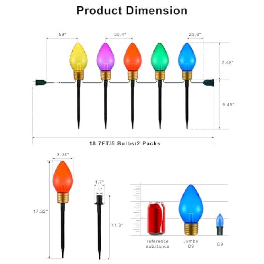 10개의 조명이 있는 점보 C9 패스웨이 크리스마스 조 - Decor Lighting Pack 리뷰 및 가격