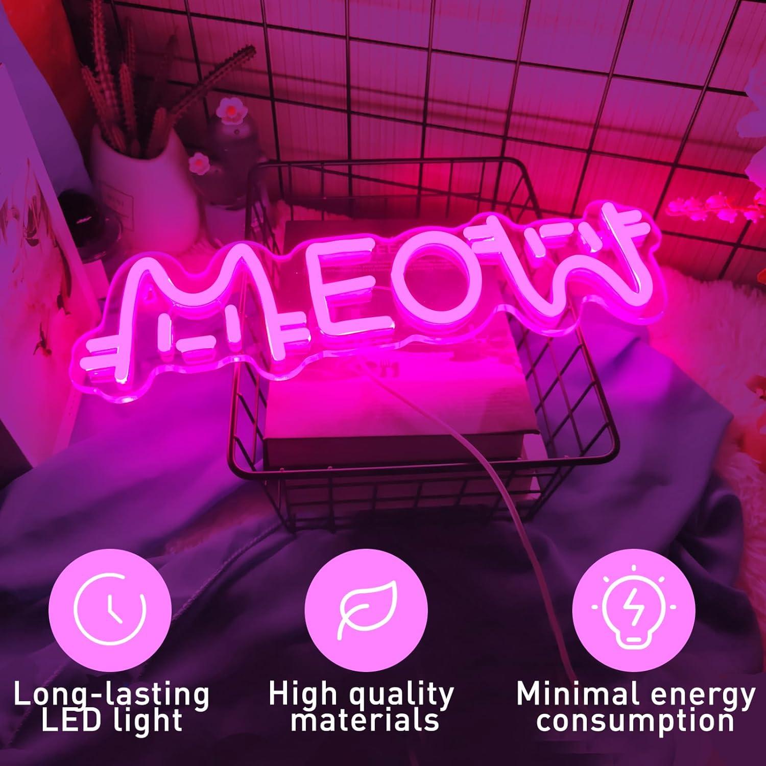 야옹 네온사인 고양이 USB 전원 LED 디밍 가능 네 - Lighting Decor For House 리뷰 및 가격