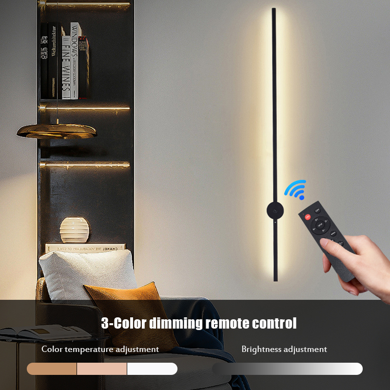 현대적인 충전식 LED 벽등 블랙 알루미늄 바디 선형  - Lighting Decoration On Wall 리뷰 및 가격