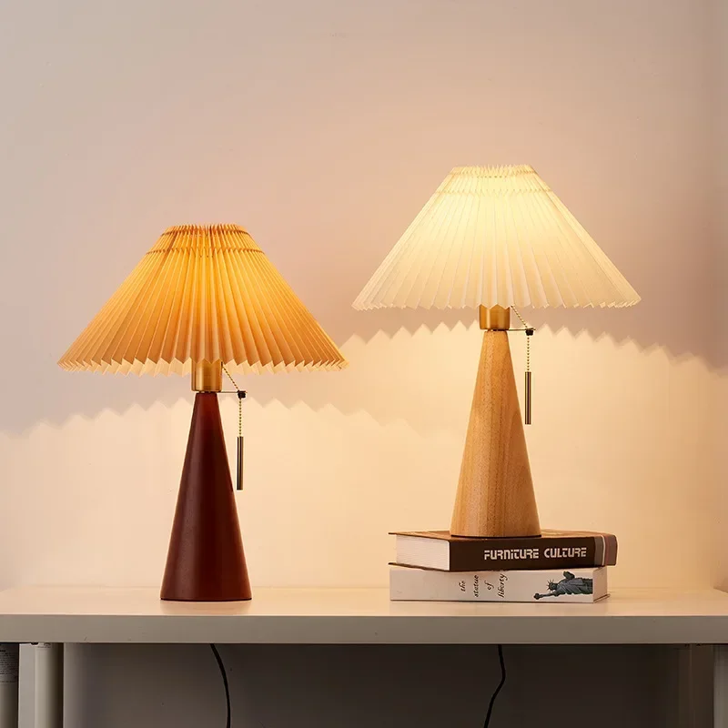 레트로 주름 테이블 램프 북유럽 스타일 원목 조명 침실 - Lighting Table Decor 리뷰 및 가격