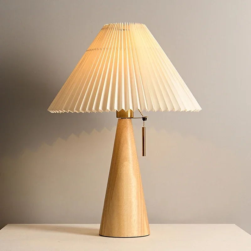 레트로 주름 테이블 램프 북유럽 스타일 원목 조명 침실 - Lighting Table Decor 리뷰 및 가격