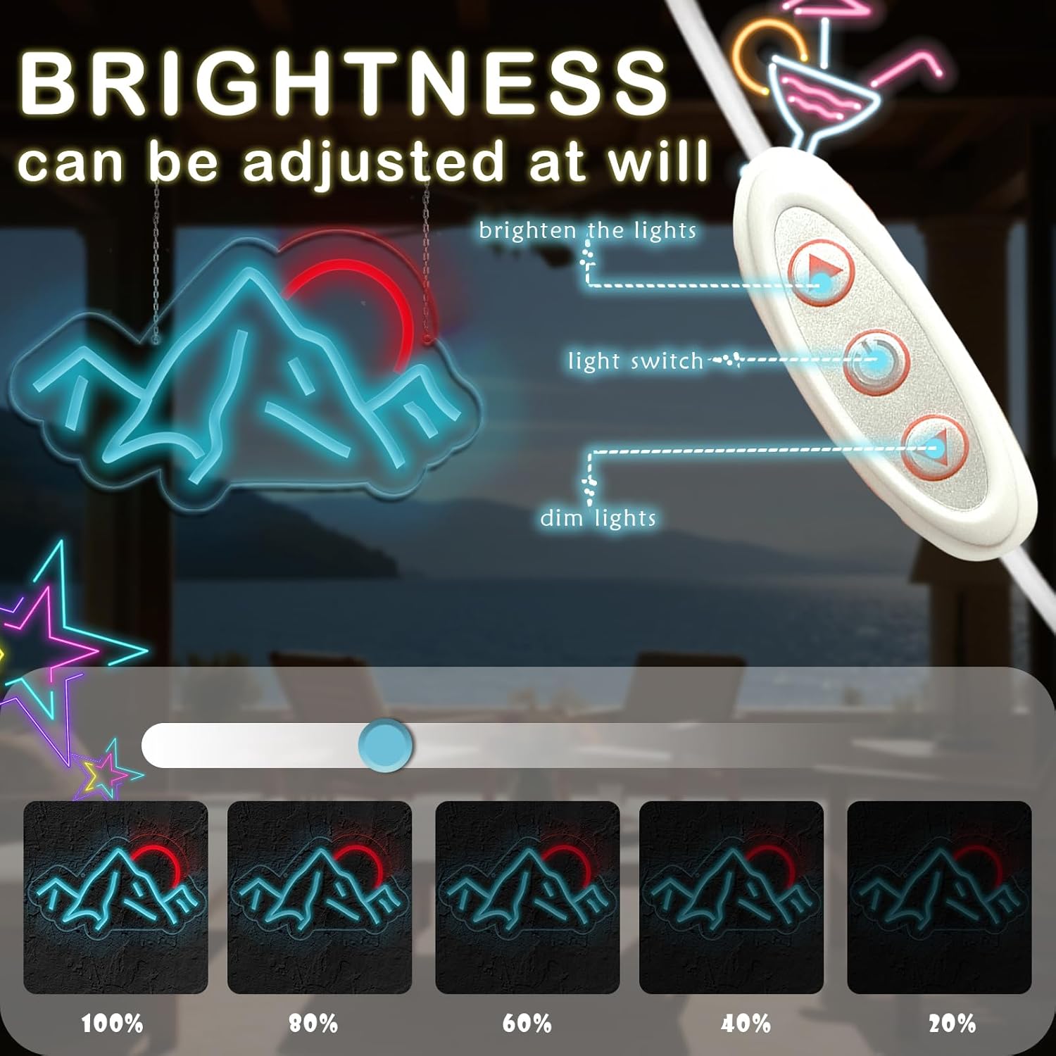 일출 일몰 네온사인 산 LED 네온 조명 광고용 침실  - Lighting Decor Sunrise 리뷰 및 가격